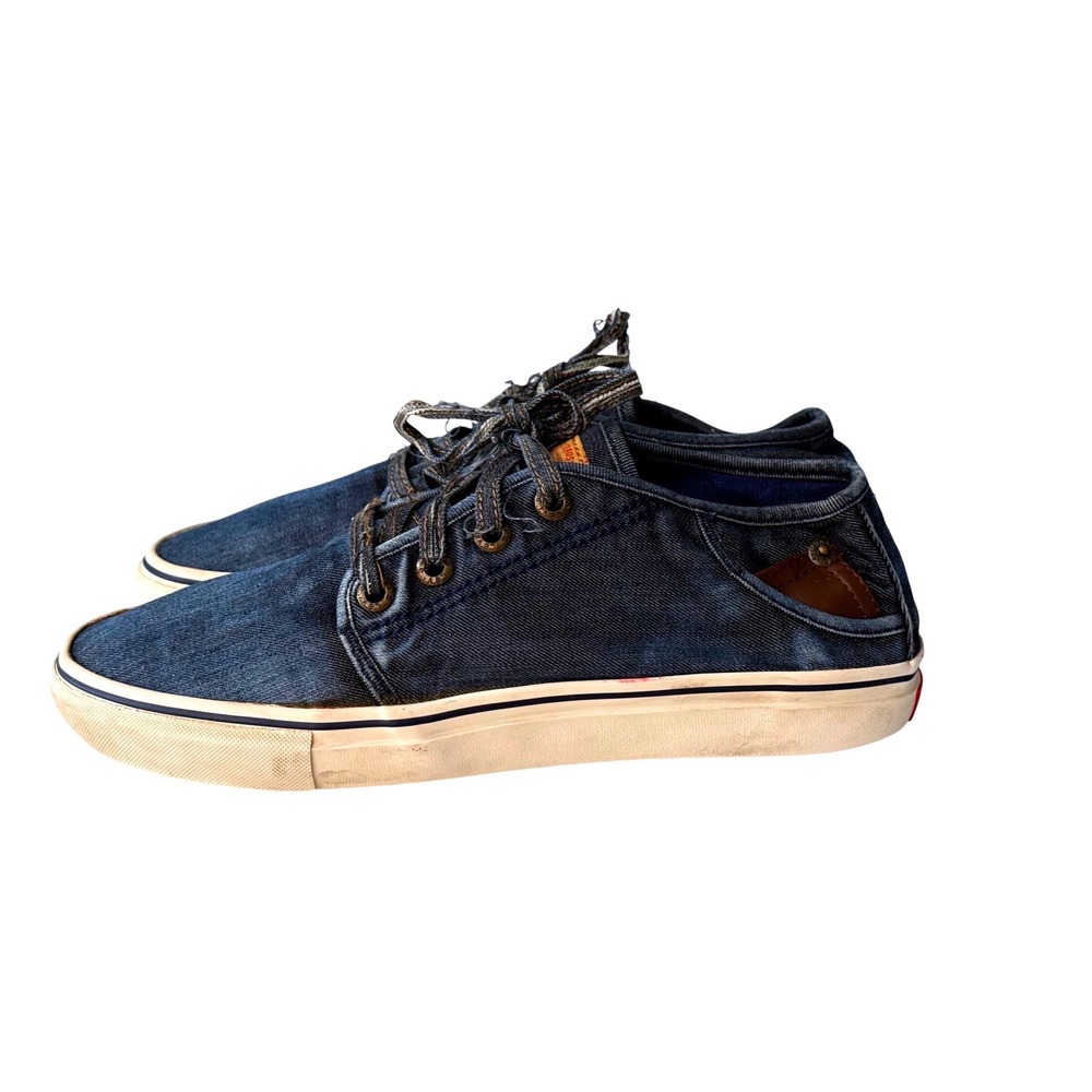 Levis Mens‎ Denim Low Top Sneakers Dark Wash Blue Lace Up Shoes Sz 9.5